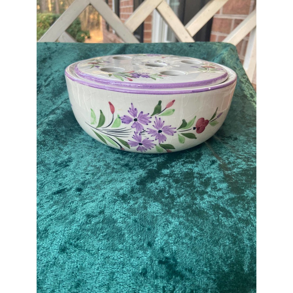 Vintage  Flower Frog Hand Painted Portugal Marked